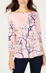 Charter Club Printed Bird Top
